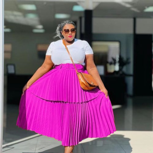 Woman's Solid Pleated Skirt (S3258)