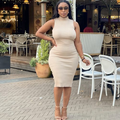 Elegant Sleeveless Bodycon Knit Dress (UB-3458)