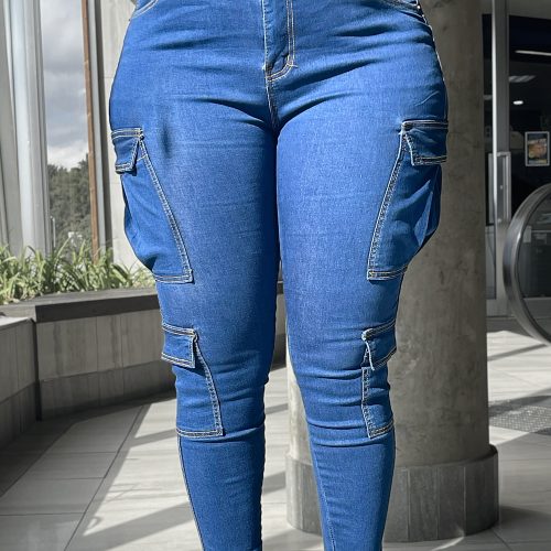 High Waist Stretchy Cargo Skinny Jean (G3832)