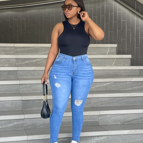 Ripped Raw Cut Skinny Jeans (G3967)