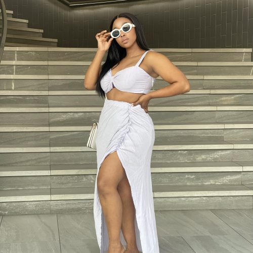 Sxy Sleeveless Crop top & Skirt Set (C3737)