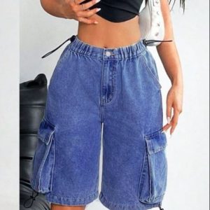 Women's Casual Utility Pocket Denim Shorts