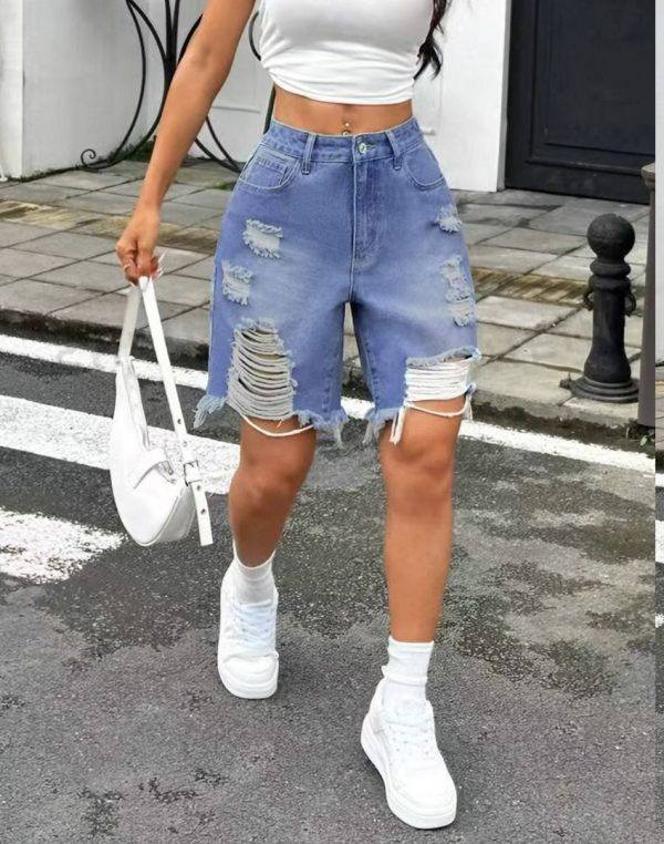 Women's Casual Utility Pocket Denim Shorts