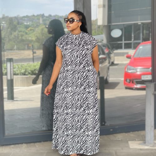 Elegant Sleeveless Stripy Maxi Dress (DR267)