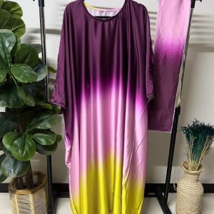 Vintage Long-sleeve Satin Dress (A1278) - Image 2