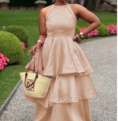 Elegant sleeveless long evening Maxi Dress (Q-19717)