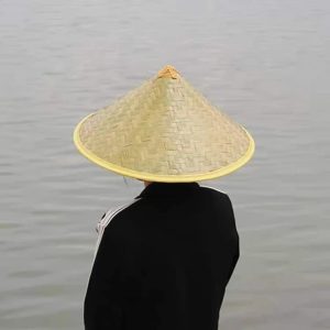 Women Sun Protective Conical Bamboo Hat - Image 3