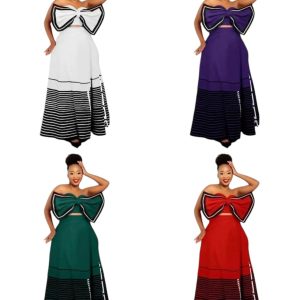 Traditional African Sleeveless Crop Top & Maxi Skirt Set (TZ-4193) - Image 4