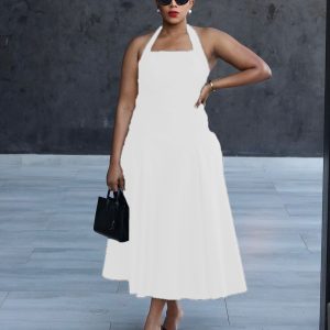 Halter Neck Sleeveless Midi Dress (A1286) - Image 5