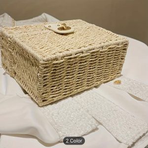 Square Box Rattan Crossbody Bag - Image 2