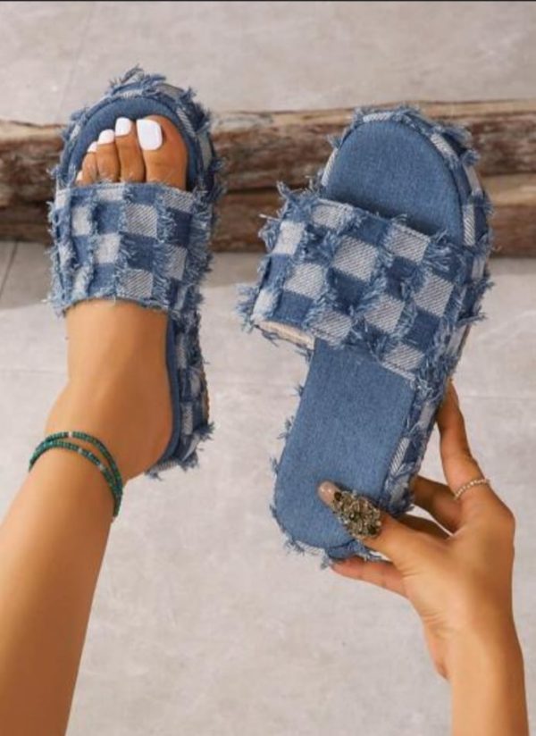 Women's Fashionable Denim Platform Wedge Sandals