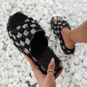 Women's Fashionable Denim Platform Wedge Sandals - Image 2