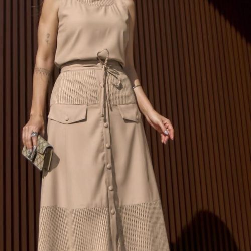 Casual Sleeveless Tops and Long Skirts Matching Set. (C5288)