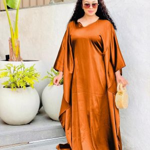 Elegant Solid Color Kaftan Maxi Dress (A1295) - Image 4