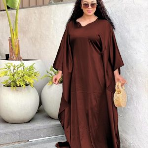 Elegant Solid Color Kaftan Maxi Dress (A1295) - Image 3