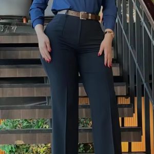 Woman's High Waist Straight Leg Pant (C691) - Image 2