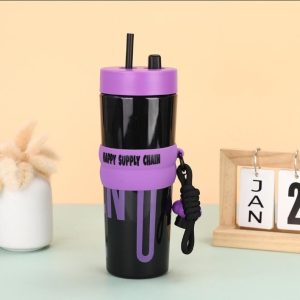 Reusable Plastic Water Bottle with Chug Lid and Carry Handle - Image 2