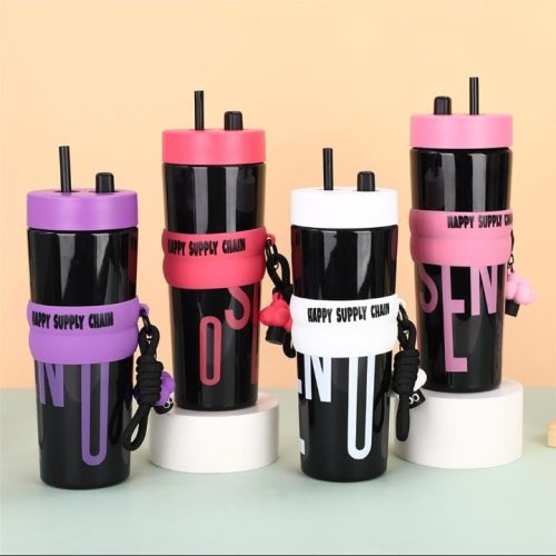 Reusable Plastic Water Bottle with Chug Lid and Carry Handle