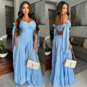 Woman's Off-Shoulder Wide Leg Jumpsuits (JS-1084) - Image 4