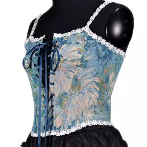 Woman's Floral Print Jacquard Bodycon Corset (B31640) - Image 2