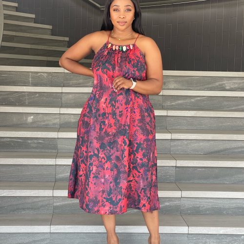 Casual African Print Mid Dress (D3197)