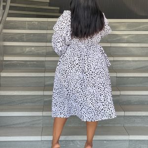 Polka Dot Long Sleeve Midi Dress (D4051) - Image 2