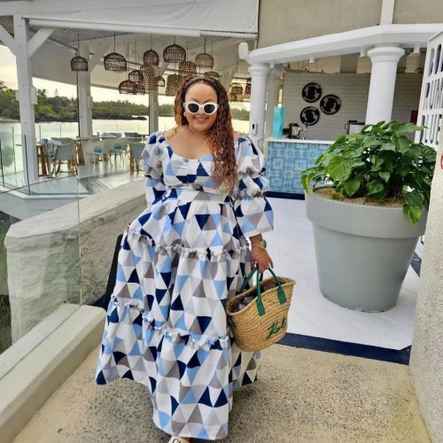 Woman's Puffed Sleeve Maxi Dress (D5174)