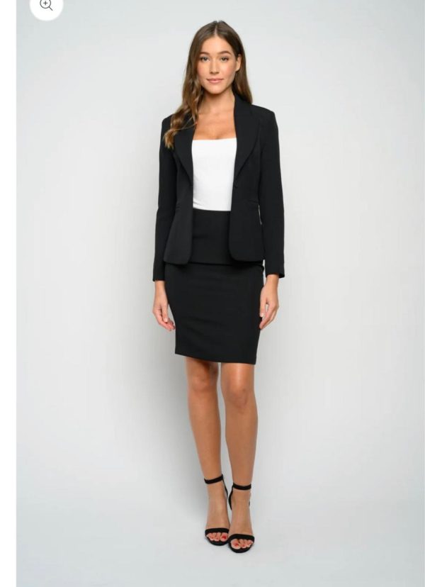 Women's Business Blazer Jacket And Pencil Skirt 2 Piece Suit Set