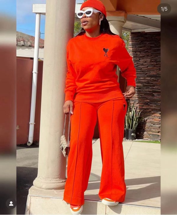 Casual Pullover and Wide Leg Pants Solid Color Tracksuits (B31768)