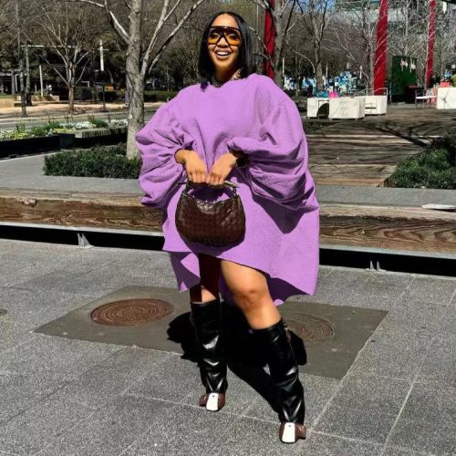 Woman's Long Sleeve Bucket Dress (D3368)