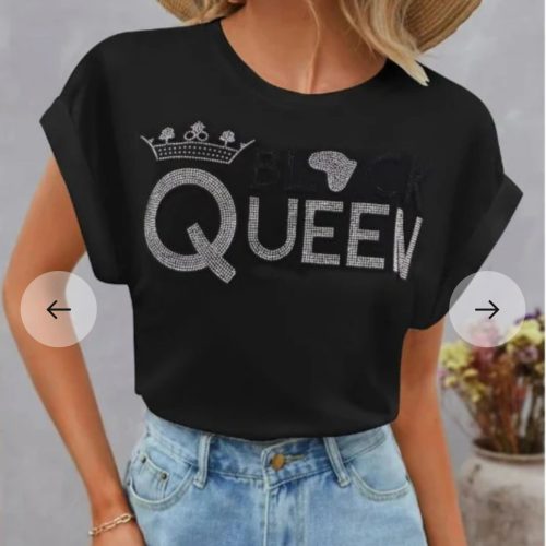 Black Queen Short Sleeve Cotton T-shirt (S-12124)