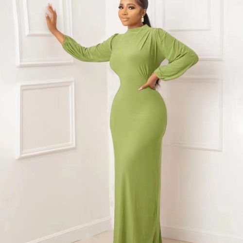 Solid Color-Long Evening Dress (D4633)