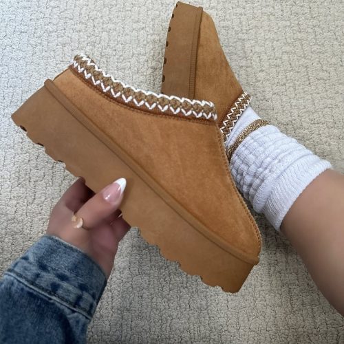 Fur Lined Platform Slipper