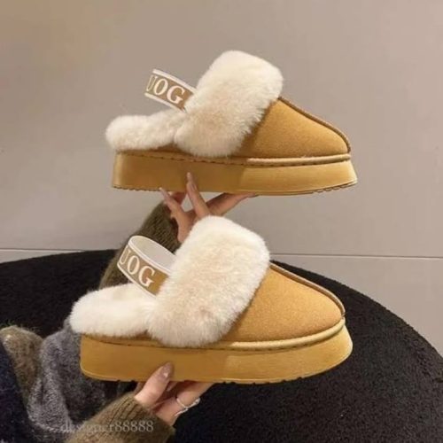 Woman's Fur Warm Slingback Flip Flops Slipper