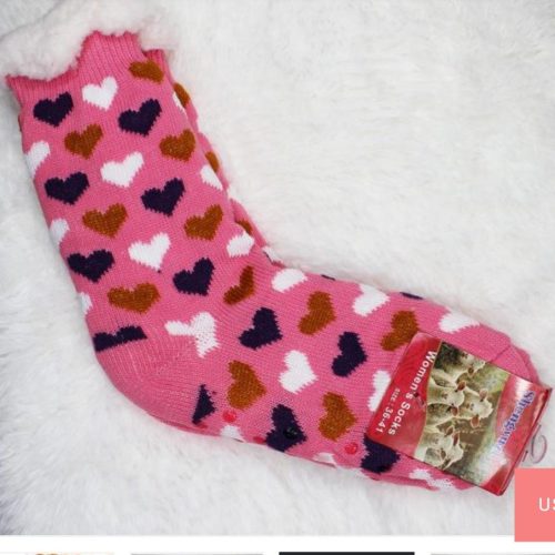 Winter Snowflake Fleece Lining Knit Thick Slipper Socks