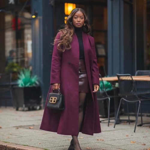 Woman's Side Pocketed Long Coat (A1350)