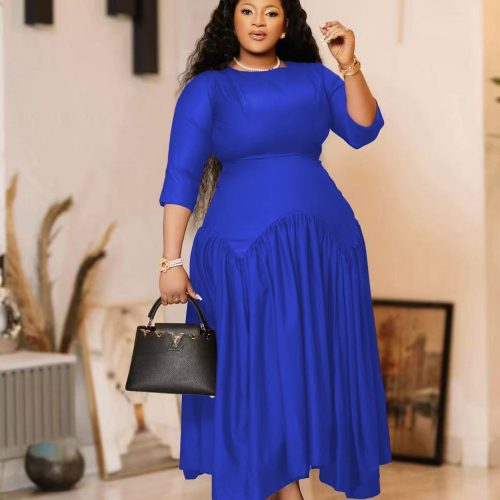 Round Neck Short Sleeve Bodycon Dress (C783)