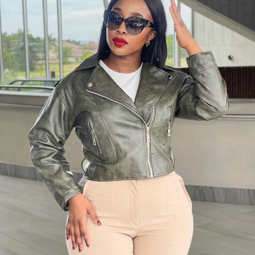 Stylish Cropped Biker Jacket for Woman (B41002)