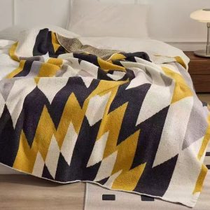 Geometric Pattern Knitted Blanket