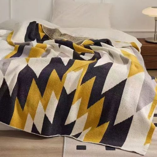 Geometric Pattern Knitted Blanket