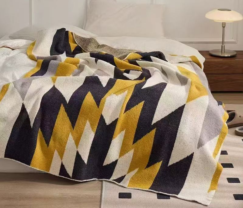 Geometric Pattern Knitted Blanket