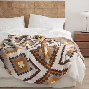 Geometric Pattern Knitted Blanket