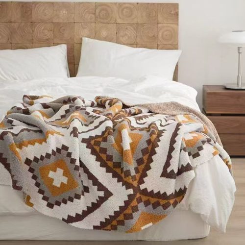 Geometric Pattern Knitted Blanket