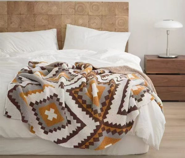 Geometric Pattern Knitted Blanket