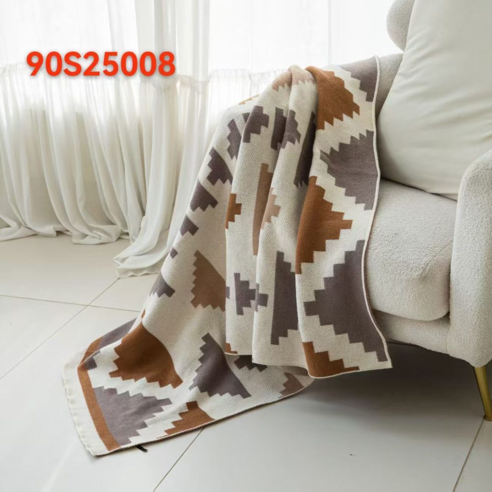 Geometric Pattern Knitted Blanket