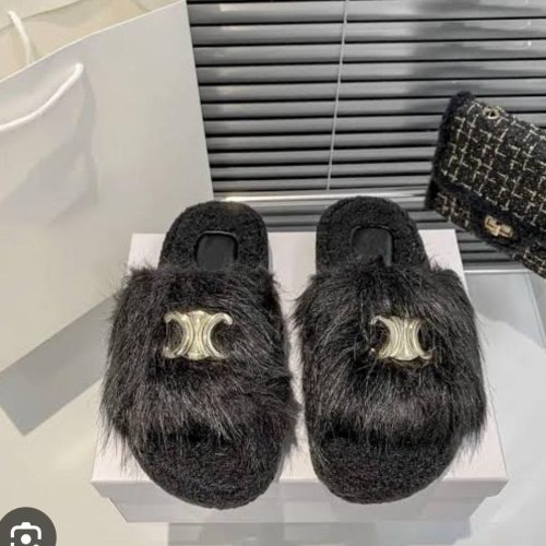Women's Suede Slippers with Metal Buckle (9933)