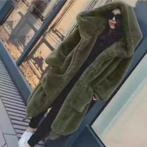 Women Oversized Thick Warm Hooded Long Faux Fur Coat (C4349) - Image 2
