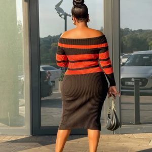 Women Sexy Off Shoulder Long Sleeve Bodycon Dress (B31525) - Image 3