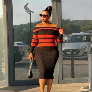 Women Sexy Off Shoulder Long Sleeve Bodycon Dress (B31525) - Image 2