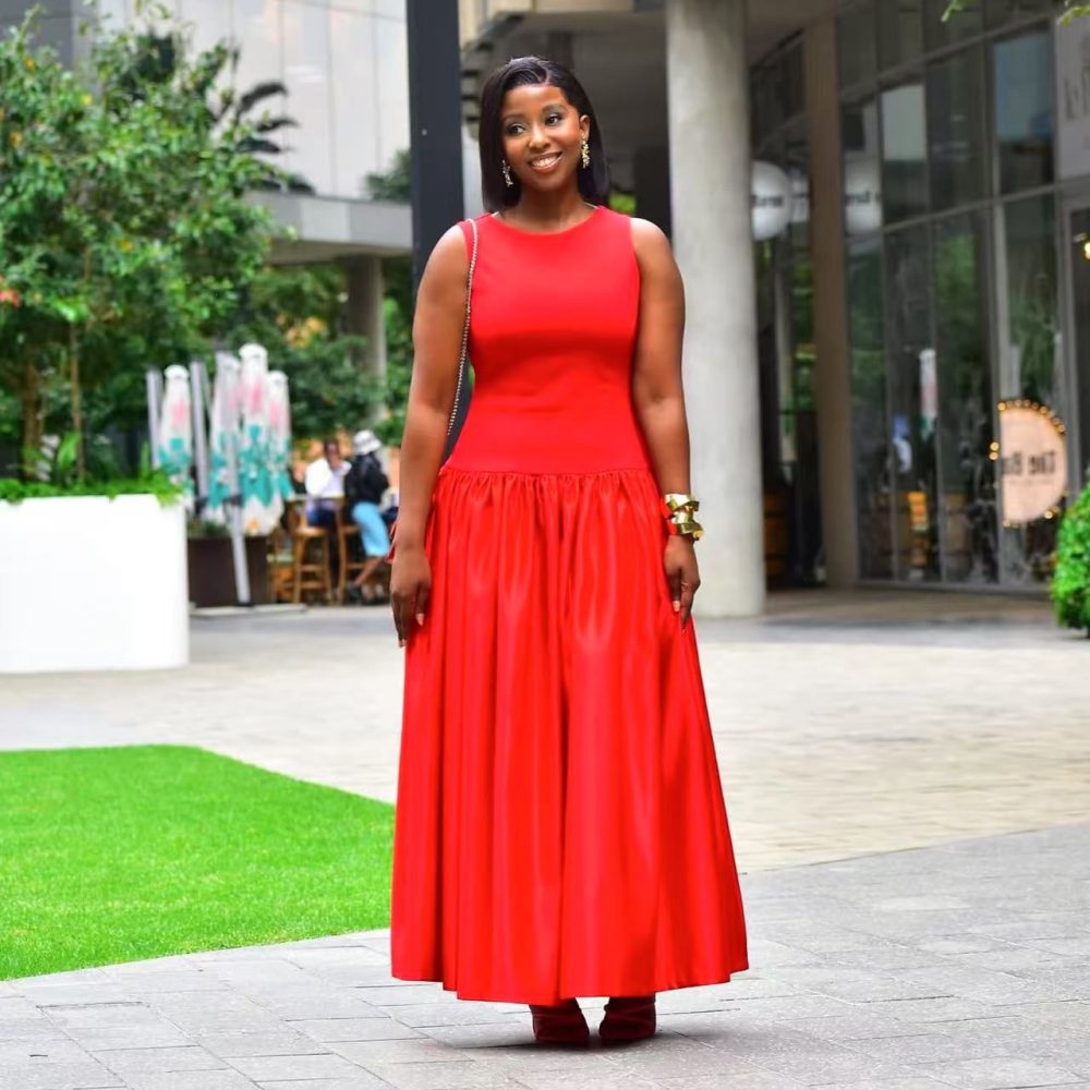 Elegant Sleeveless O-Neck Long Dress (A1366)